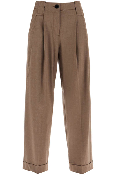 "flowy trousers with two ple F9279 SHITAKE