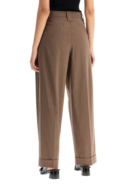 "flowy trousers with two ple F9279 SHITAKE