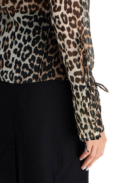 leopard print chiffon blouse F9305 ALMOND MILK