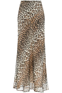 long chiffon animal print maxi skirt F9306 ALMOND MILK