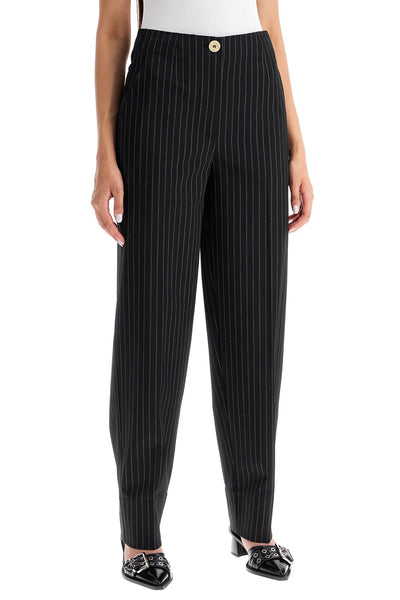 striped tapered trousers F9406 BLACK