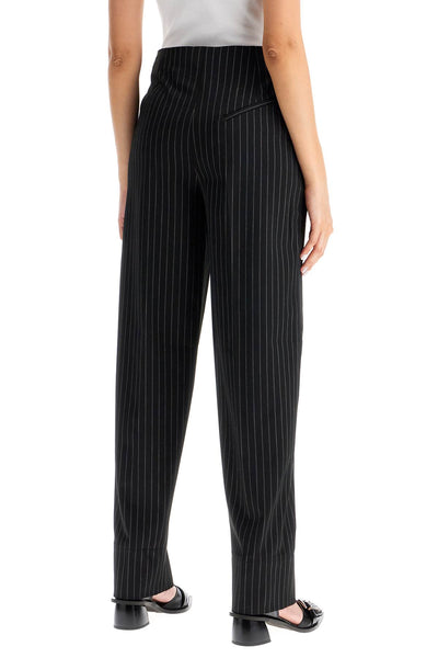 striped tapered trousers F9406 BLACK