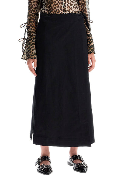 long wrap skirt with pockets F9613 BLACK