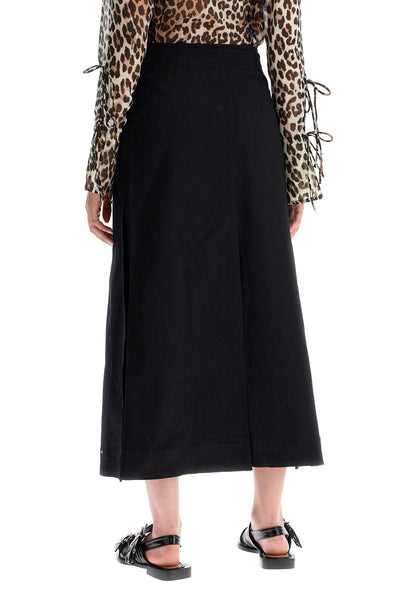 long wrap skirt with pockets F9613 BLACK