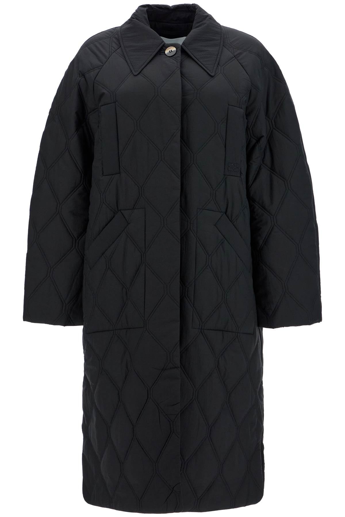 long quilted padded coat F9624 BLACK