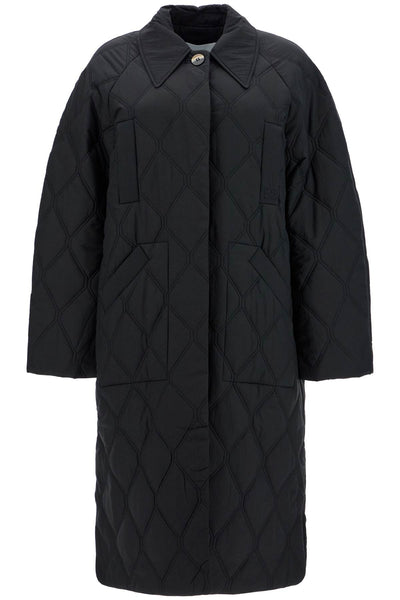 long quilted padded coat F9624 BLACK