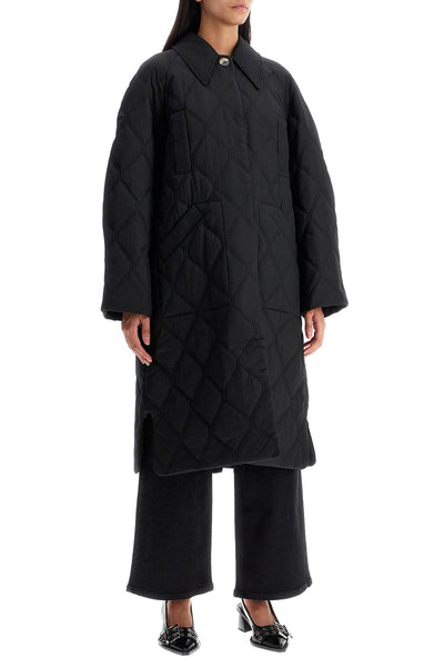 long quilted padded coat F9624 BLACK