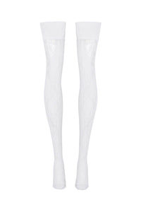 lace thigh-high stockings with FABA3238 P4179 WHITE