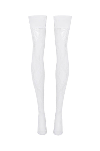 lace thigh-high stockings with FABA3238 P4179 WHITE