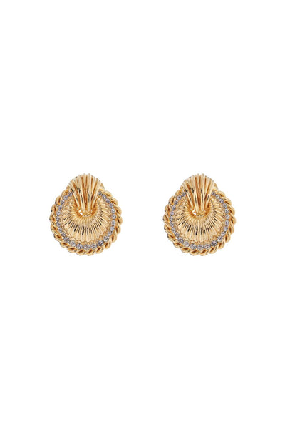 gold shell earrings with crystals FABA3251 J0024 CRY-GOLD