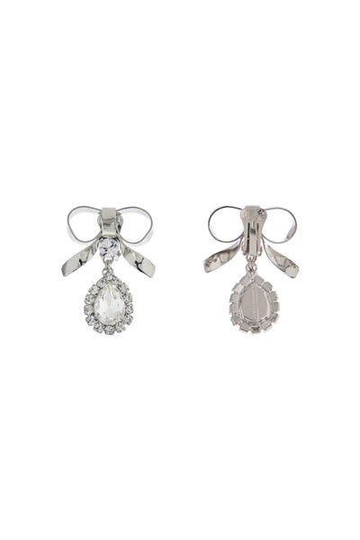 bow earrings with crystal pendant in silver-plated brass FABA3259 J0024 CRY-SILVER