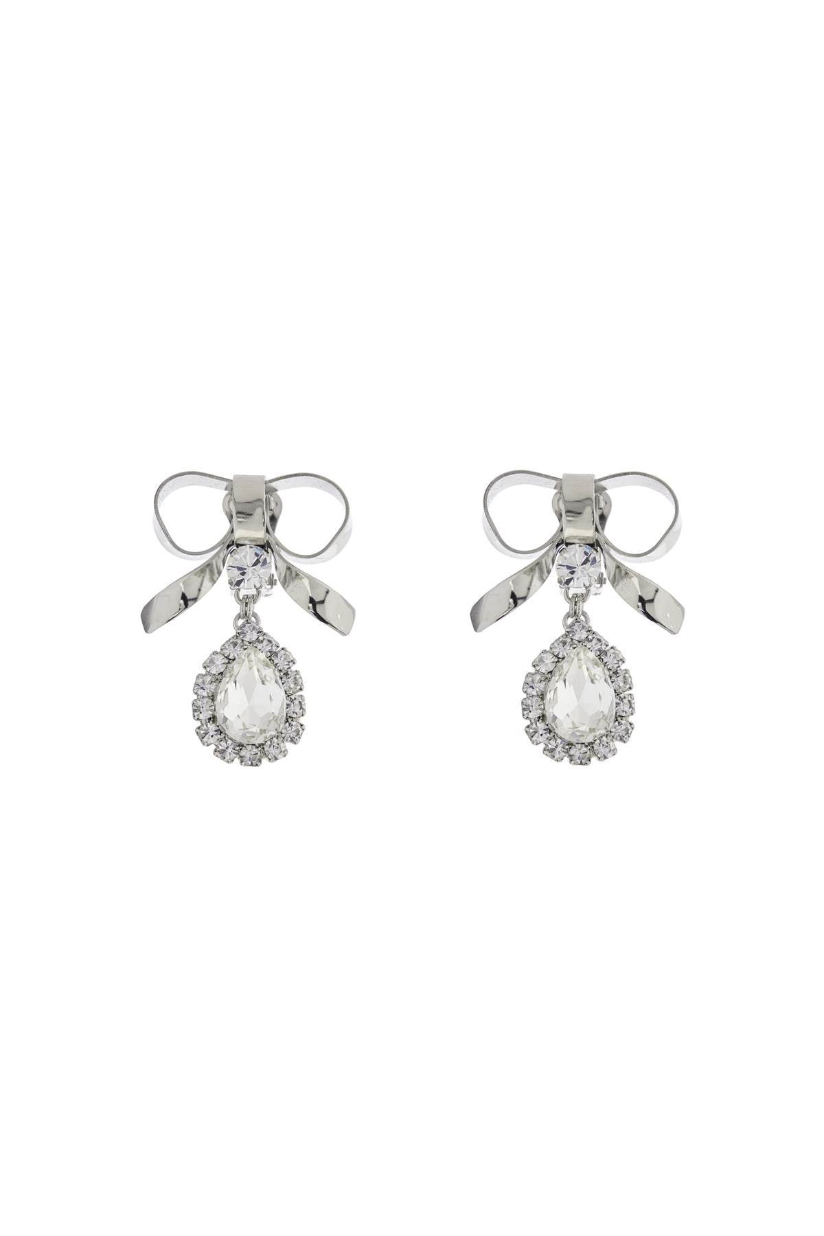 bow earrings with crystal pendant in silver-plated brass FABA3259 J0024 CRY-SILVER