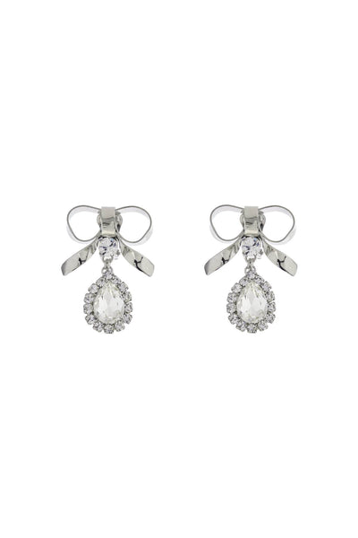 bow earrings with crystal pendant in silver-plated brass FABA3259 J0024 CRY-SILVER