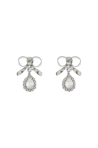 bow earrings with crystal pendant in silver-plated brass FABA3259 J0024 CRY-SILVER