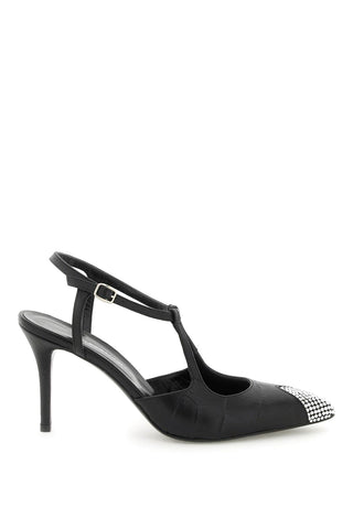 leather slingback pumps with crystal point FABS2050S L025 BLACK