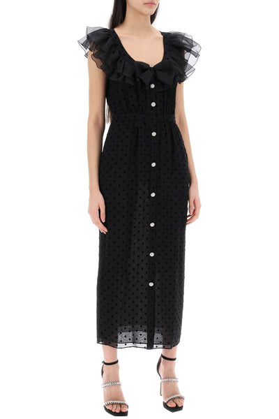 Alessandra rich "polka dot midi dress in ge FABX3735 F4309 BLACK