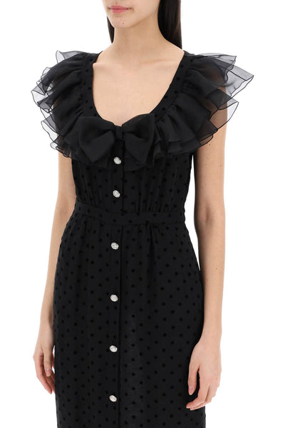 Alessandra rich "polka dot midi dress in ge FABX3735 F4309 BLACK