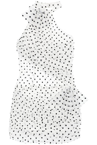 Alessandra rich one-shoulder mini dress in polka FABX3736 F4341 WHITE BLACK