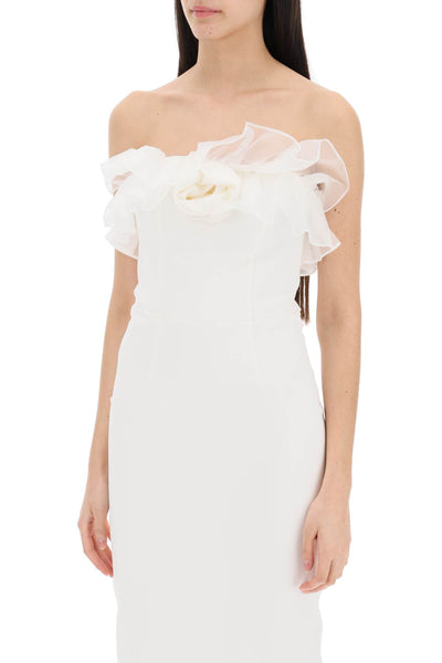 Alessandra rich strapless dress with organza details FABX3761 F2464 WHITE