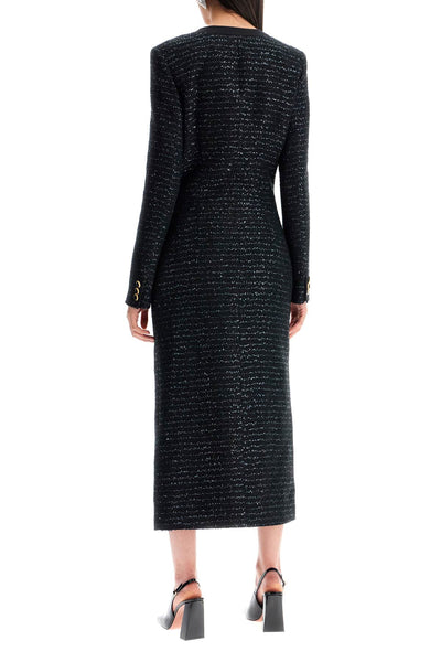 midi tweed dress with sequins FABX3809 F4364 BLACK