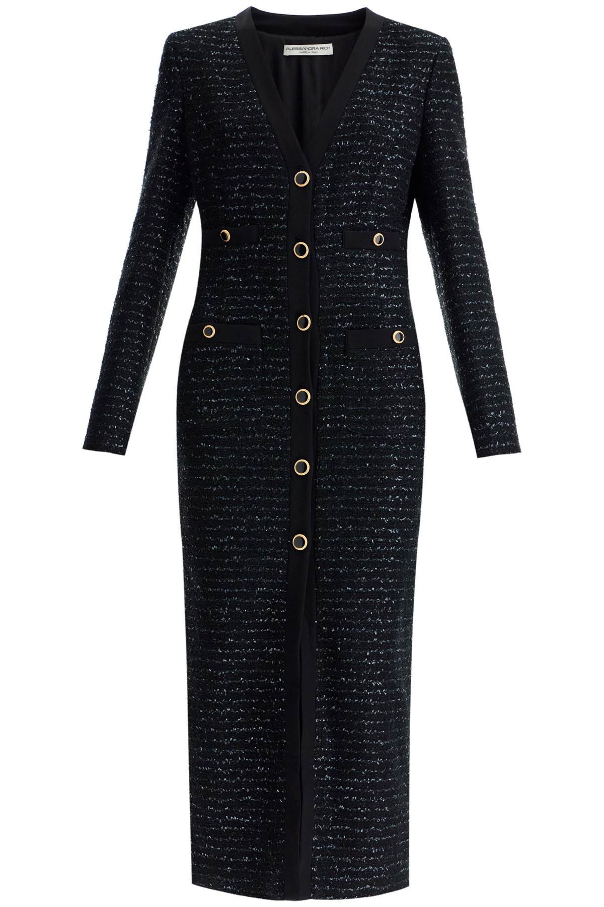 midi tweed dress with sequins FABX3809 F4364 BLACK