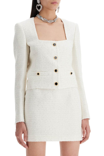 tweed jacket with sequins embell FABX3839 F4364 WHITE