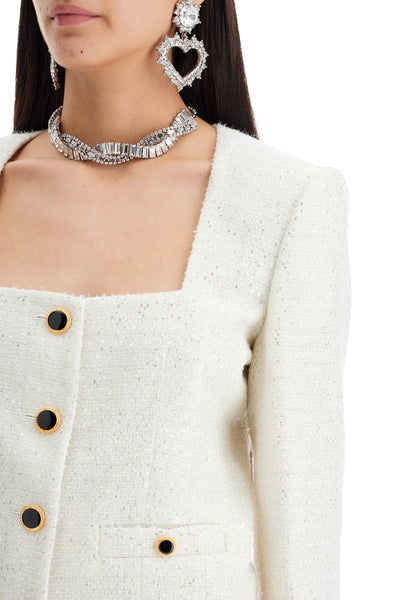 tweed jacket with sequins embell FABX3839 F4364 WHITE