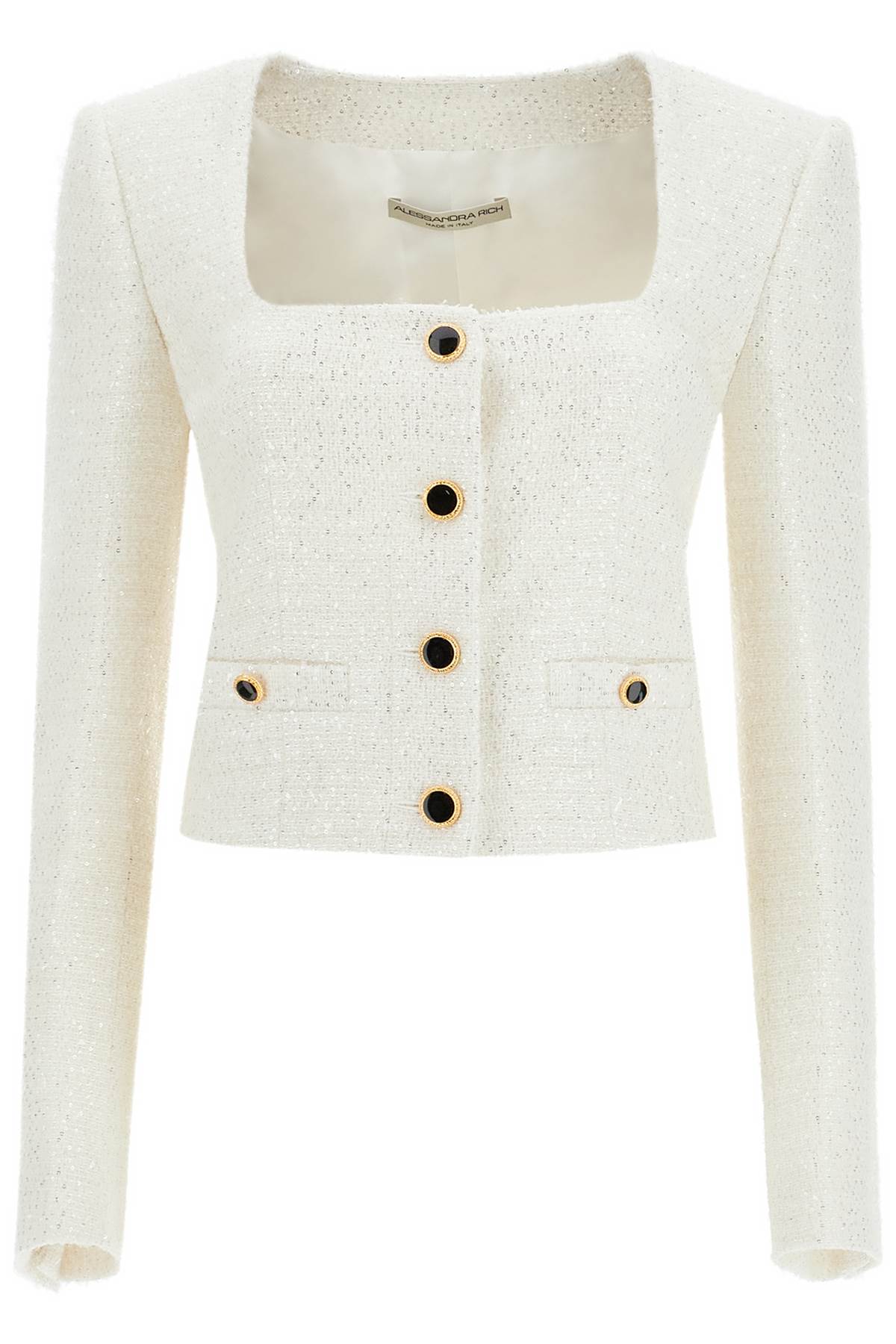 tweed jacket with sequins embell FABX3839 F4364 WHITE