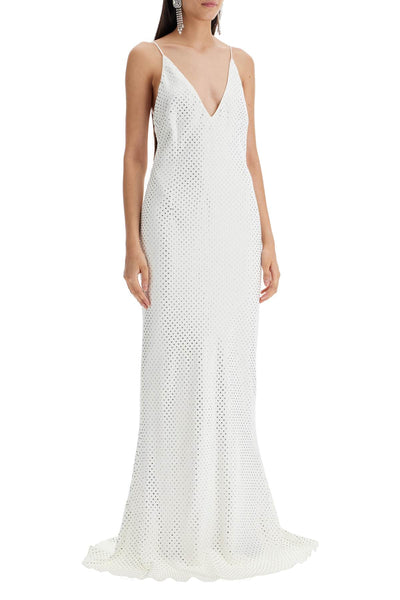 long cady slip dress with maxi FABX3843 F2464 WHITE