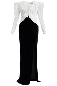 long silk and velvet dress FABX3844 F4388 BLACK-WHITE