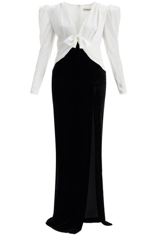 long silk and velvet dress FABX3844 F4388 BLACK-WHITE