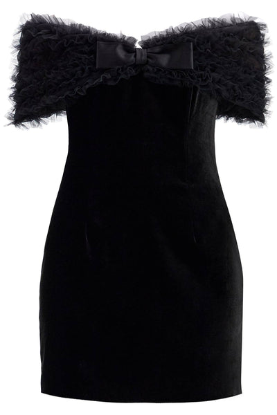 velvet off-shoulder mini dress FABX3845 F2603 BLACK