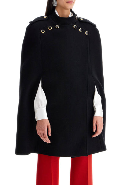 wool cape with jewel buttons FABX3846 F4156 BLACK