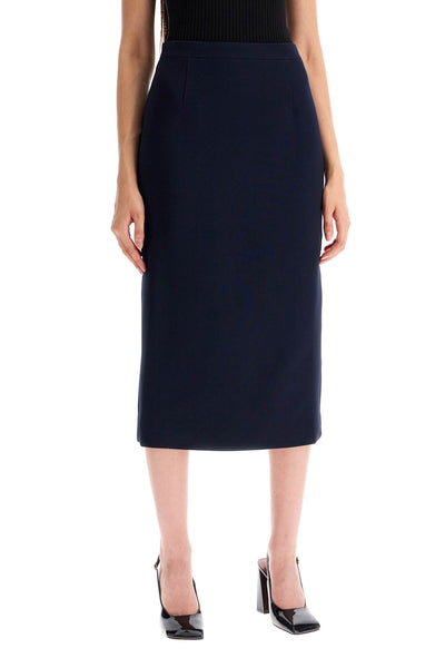 virgin wool midi skirt FABX3850 F4372 NAVY BLUE