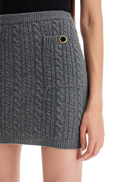 knitted mini skirt with braided FABX3869 K4392 GREY