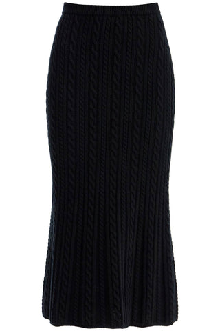 "knitted midi skirt with cable knit FABX3870 K4392 BLACK