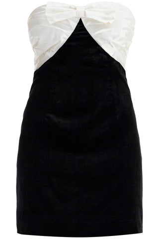 velvet mini dress with bow accent FABX3894 F2603 BLACK