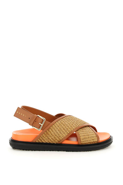 leather and raffia fussbett sandals FBMS013801 P3860 RAW SIENA DUST APRICOT