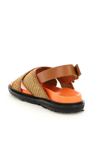 leather and raffia fussbett sandals FBMS013801 P3860 RAW SIENA DUST APRICOT