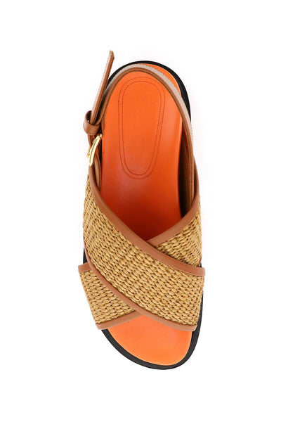 leather and raffia fussbett sandals FBMS013801 P3860 RAW SIENA DUST APRICOT