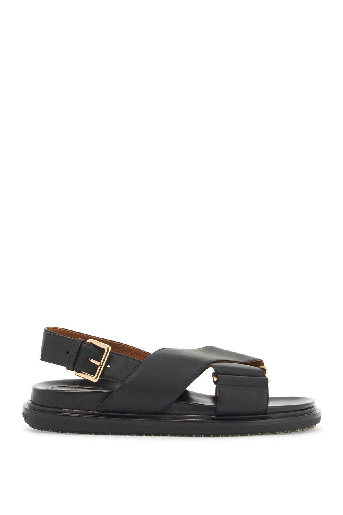 MARNI leather fussbett sand FBMS015701P3614 BLACK