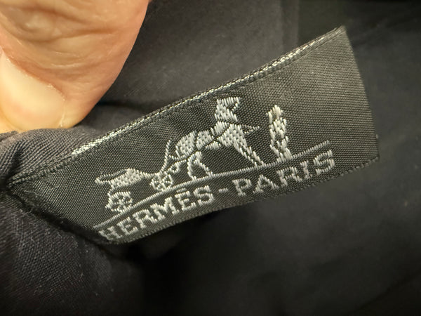 Hermes Grey Toile H Canvas Herline Clutch vintage