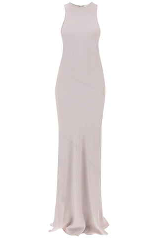 maxi crepe dress with bias cuts FDR219 AC0009 BEIGE CLAIR