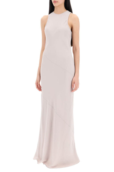 maxi crepe dress with bias cuts FDR219 AC0009 BEIGE CLAIR