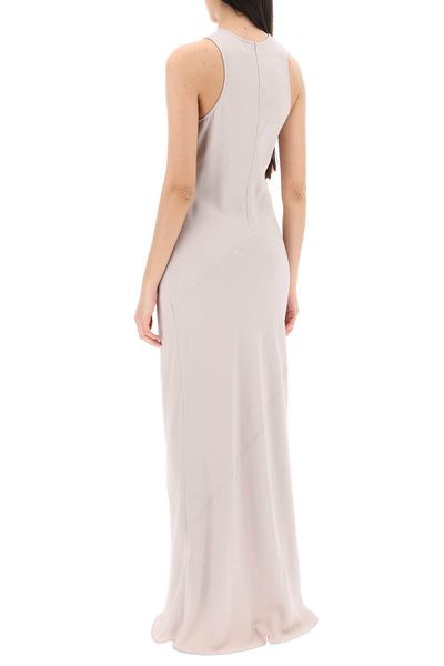 maxi crepe dress with bias cuts FDR219 AC0009 BEIGE CLAIR