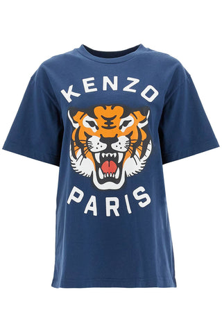 lucky tiger crew-neck t-shirt FE58TS0064SG BLEU NUIT