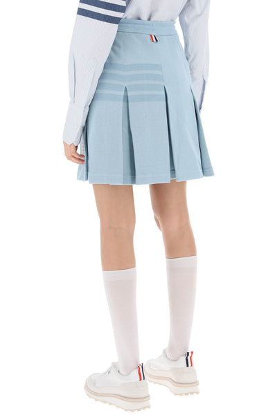 knitted 4-bar pleated skirt FJK110AJ0051 LIGHT BLUE