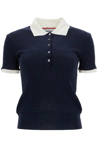 short-sleeved wool polo shirt FJP095A J0092 NAVY