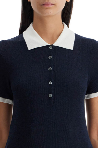 short-sleeved wool polo shirt FJP095A J0092 NAVY