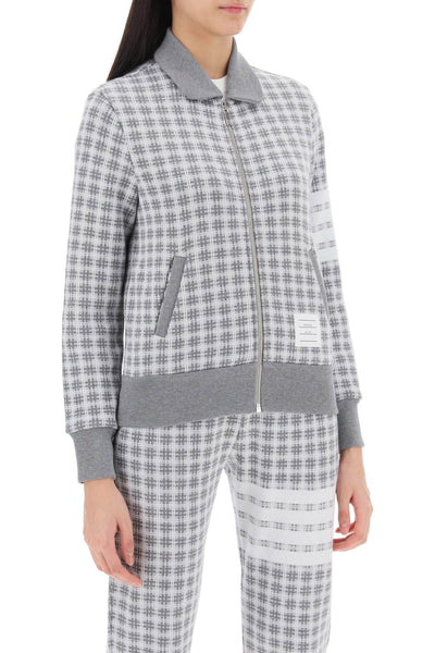 4-bar sweatshirt in check knit FJT307AJ0116 LT GREY